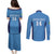 Custom Brazil Football Couples Matching Puletasi and Long Sleeve Button Shirt Vamos Selecao - Blue - Wonder Print Shop