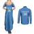 Custom Brazil Football Couples Matching Summer Maxi Dress and Long Sleeve Button Shirt Vamos Selecao - Blue - Wonder Print Shop