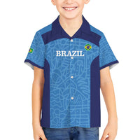 Custom Brazil Football Family Matching Long Sleeve Bodycon Dress and Hawaiian Shirt Vamos Selecao - Blue - Wonder Print Shop