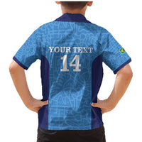 Custom Brazil Football Family Matching Mermaid Dress and Hawaiian Shirt Vamos Selecao - Blue - Wonder Print Shop