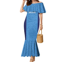 Custom Brazil Football Family Matching Mermaid Dress and Hawaiian Shirt Vamos Selecao - Blue - Wonder Print Shop