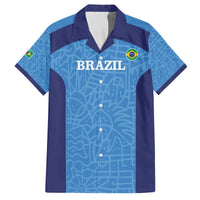 Custom Brazil Football Family Matching Off The Shoulder Long Sleeve Dress and Hawaiian Shirt Vamos Selecao - Blue - Wonder Print Shop