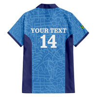 Custom Brazil Football Family Matching Off The Shoulder Long Sleeve Dress and Hawaiian Shirt Vamos Selecao - Blue - Wonder Print Shop