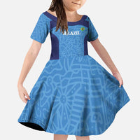 Custom Brazil Football Family Matching Off Shoulder Maxi Dress and Hawaiian Shirt Vamos Selecao - Blue - Wonder Print Shop