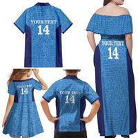Custom Brazil Football Family Matching Off Shoulder Maxi Dress and Hawaiian Shirt Vamos Selecao - Blue - Wonder Print Shop