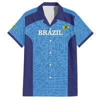 Custom Brazil Football Family Matching Off Shoulder Short Dress and Hawaiian Shirt Vamos Selecao - Blue - Wonder Print Shop