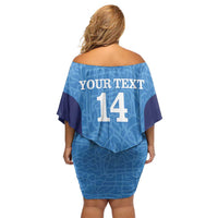 Custom Brazil Football Family Matching Off Shoulder Short Dress and Hawaiian Shirt Vamos Selecao - Blue - Wonder Print Shop
