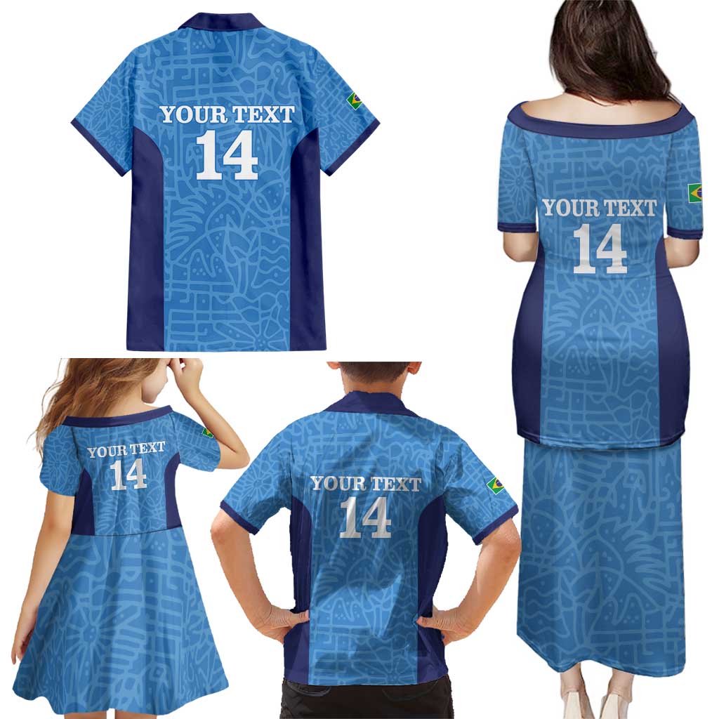 Custom Brazil Football Family Matching Puletasi and Hawaiian Shirt Vamos Selecao - Blue - Wonder Print Shop