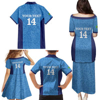 Custom Brazil Football Family Matching Puletasi and Hawaiian Shirt Vamos Selecao - Blue - Wonder Print Shop