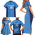 Custom Brazil Football Family Matching Short Sleeve Bodycon Dress and Hawaiian Shirt Vamos Selecao - Blue - Wonder Print Shop