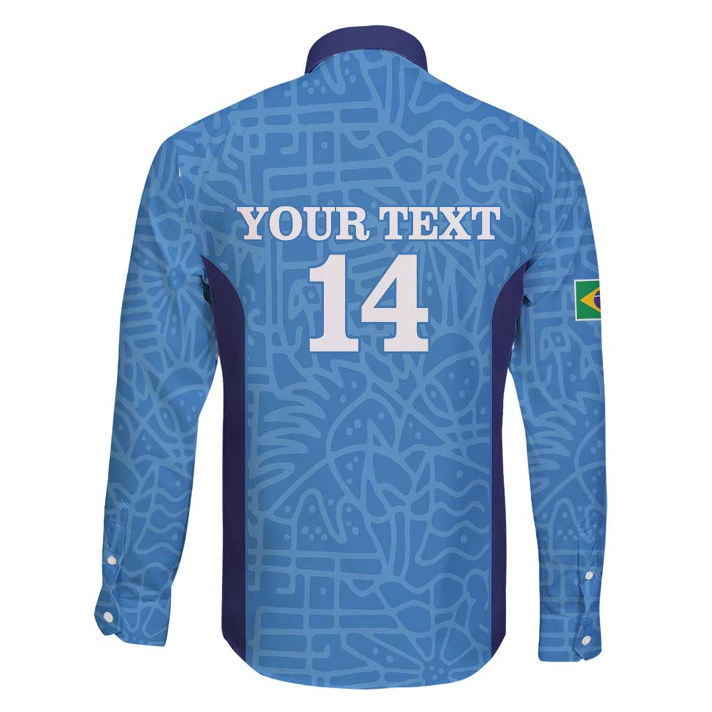 Custom Brazil Football Family Matching Short Sleeve Bodycon Dress and Hawaiian Shirt Vamos Selecao - Blue - Wonder Print Shop