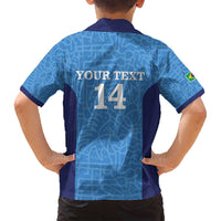 Custom Brazil Football Family Matching Summer Maxi Dress and Hawaiian Shirt Vamos Selecao - Blue - Wonder Print Shop