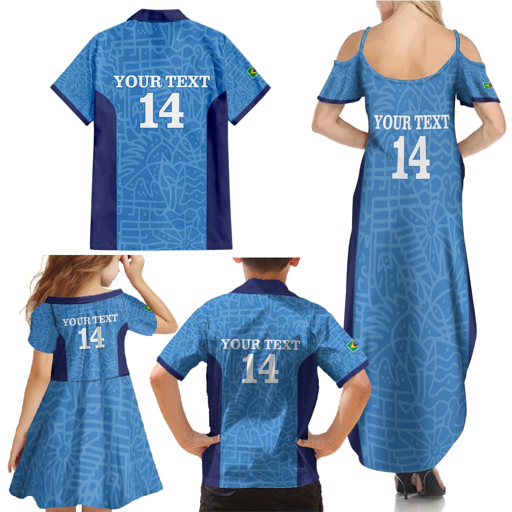 Custom Brazil Football Family Matching Summer Maxi Dress and Hawaiian Shirt Vamos Selecao - Blue - Wonder Print Shop