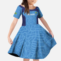 Custom Brazil Football Family Matching Tank Maxi Dress and Hawaiian Shirt Vamos Selecao - Blue - Wonder Print Shop