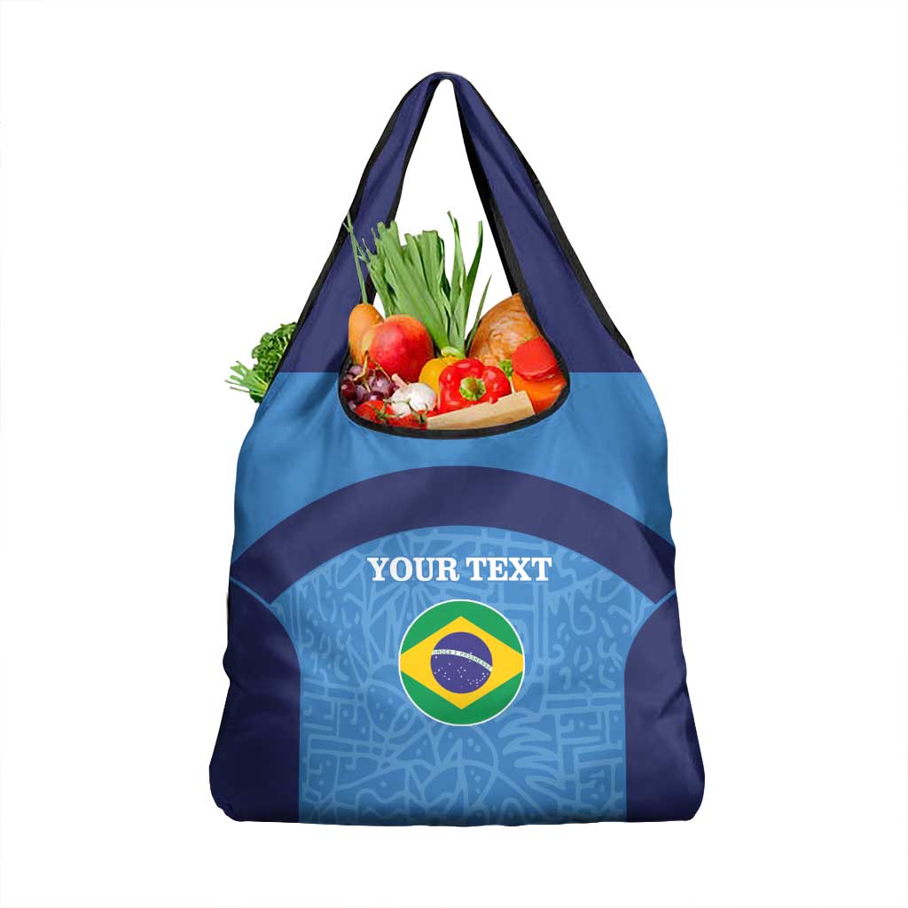 Custom Brazil Football Grocery Bag Vamos Selecao - Blue