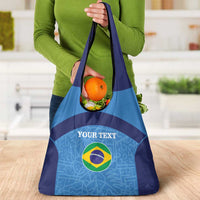 Custom Brazil Football Grocery Bag Vamos Selecao - Blue