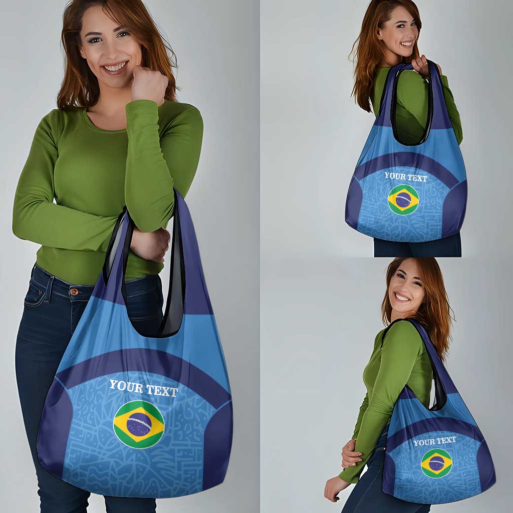 Custom Brazil Football Grocery Bag Vamos Selecao - Blue
