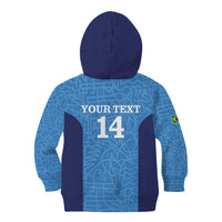 Custom Brazil Football Kid Hoodie Vamos Selecao - Blue - Wonder Print Shop