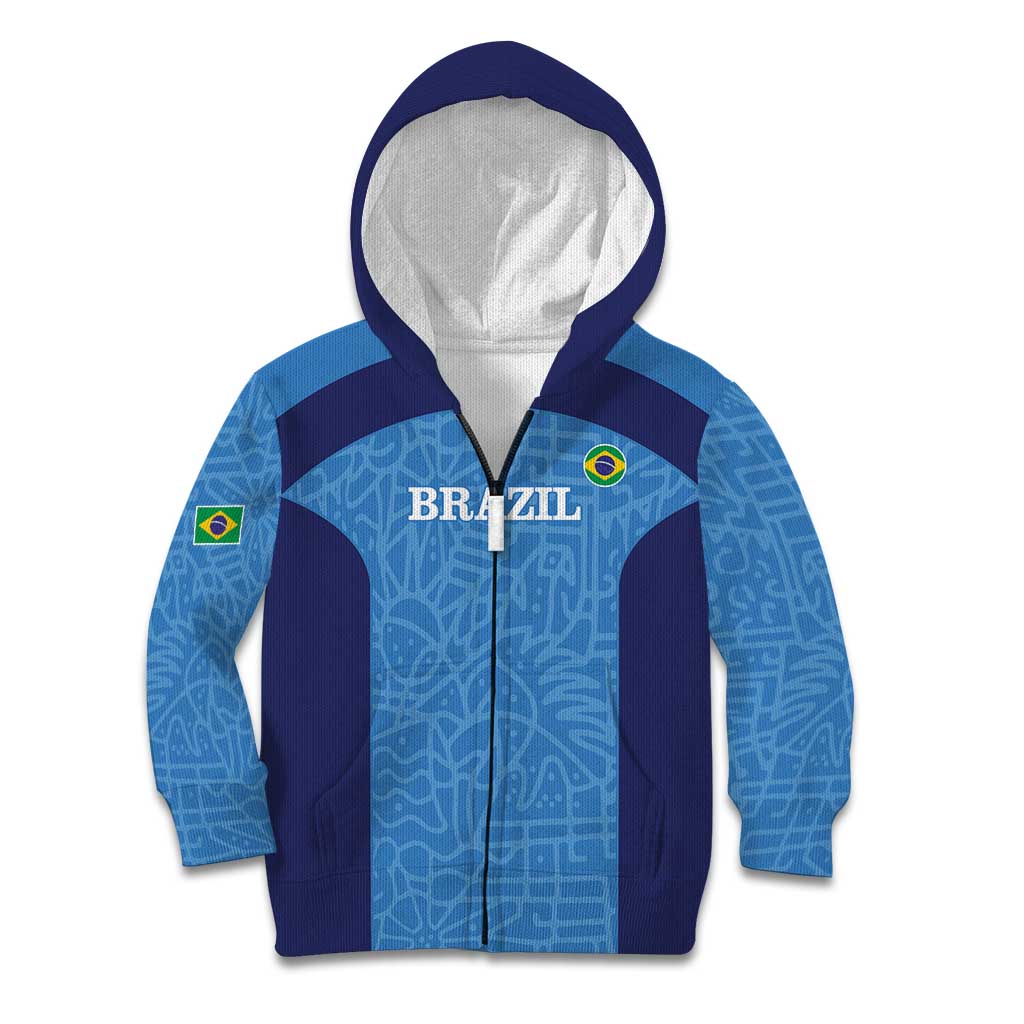 Custom Brazil Football Kid Hoodie Vamos Selecao - Blue - Wonder Print Shop