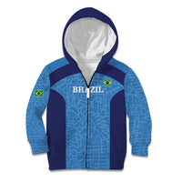 Custom Brazil Football Kid Hoodie Vamos Selecao - Blue - Wonder Print Shop