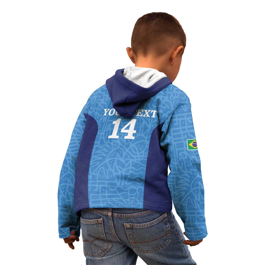 Custom Brazil Football Kid Hoodie Vamos Selecao - Blue - Wonder Print Shop