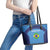 Custom Brazil Football Leather Tote Bag Vamos Selecao - Blue - Wonder Print Shop