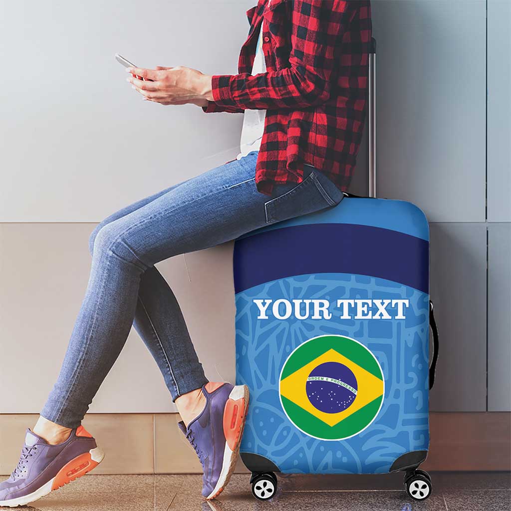 Custom Brazil Football Luggage Cover Vamos Selecao - Blue - Wonder Print Shop