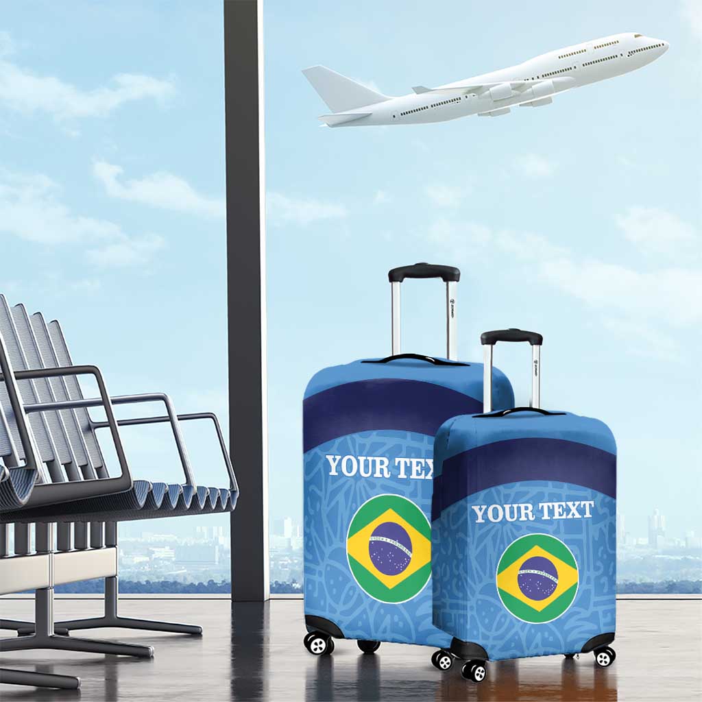 Custom Brazil Football Luggage Cover Vamos Selecao - Blue - Wonder Print Shop