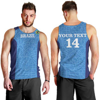 Custom Brazil Football Men Tank Top Vamos Selecao - Blue - Wonder Print Shop