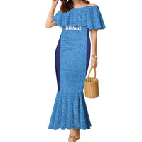 Custom Brazil Football Mermaid Dress Vamos Selecao - Blue - Wonder Print Shop