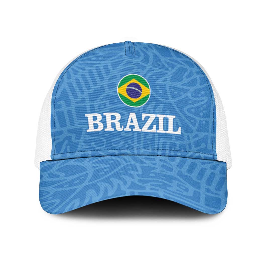 Brazil Football Mesh Trucker Cap Vamos Selecao - Blue