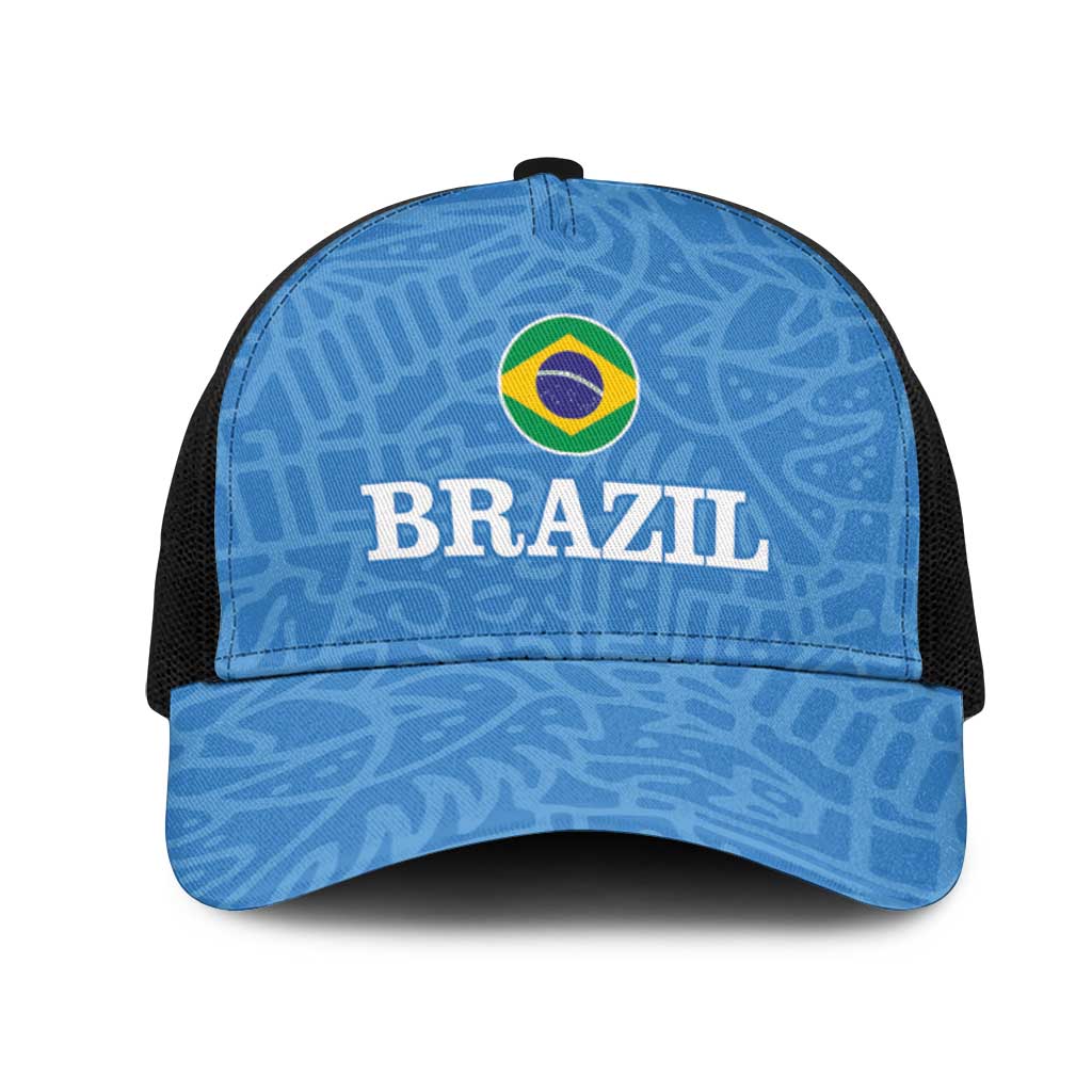 Brazil Football Mesh Trucker Cap Vamos Selecao - Blue