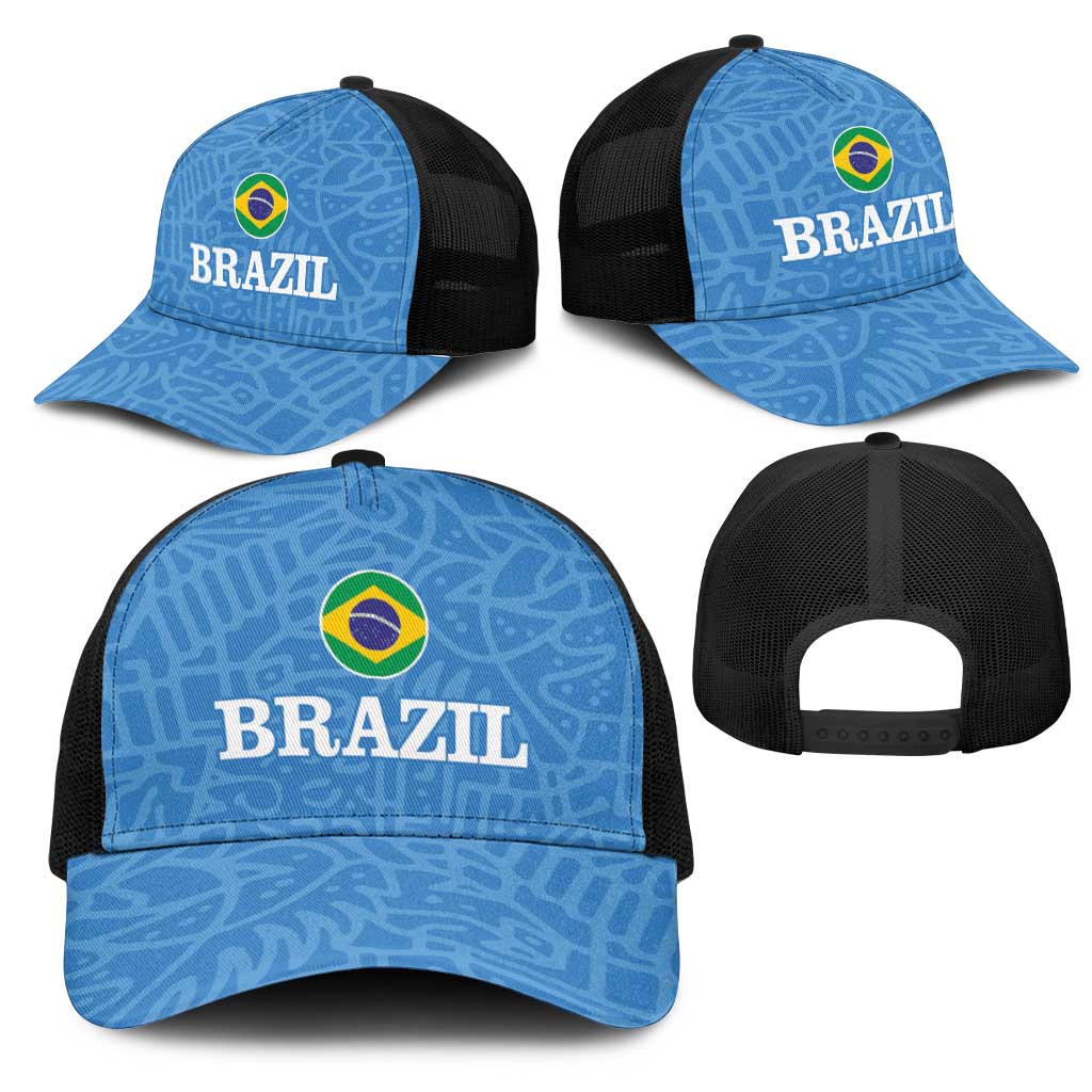 Brazil Football Mesh Trucker Cap Vamos Selecao - Blue