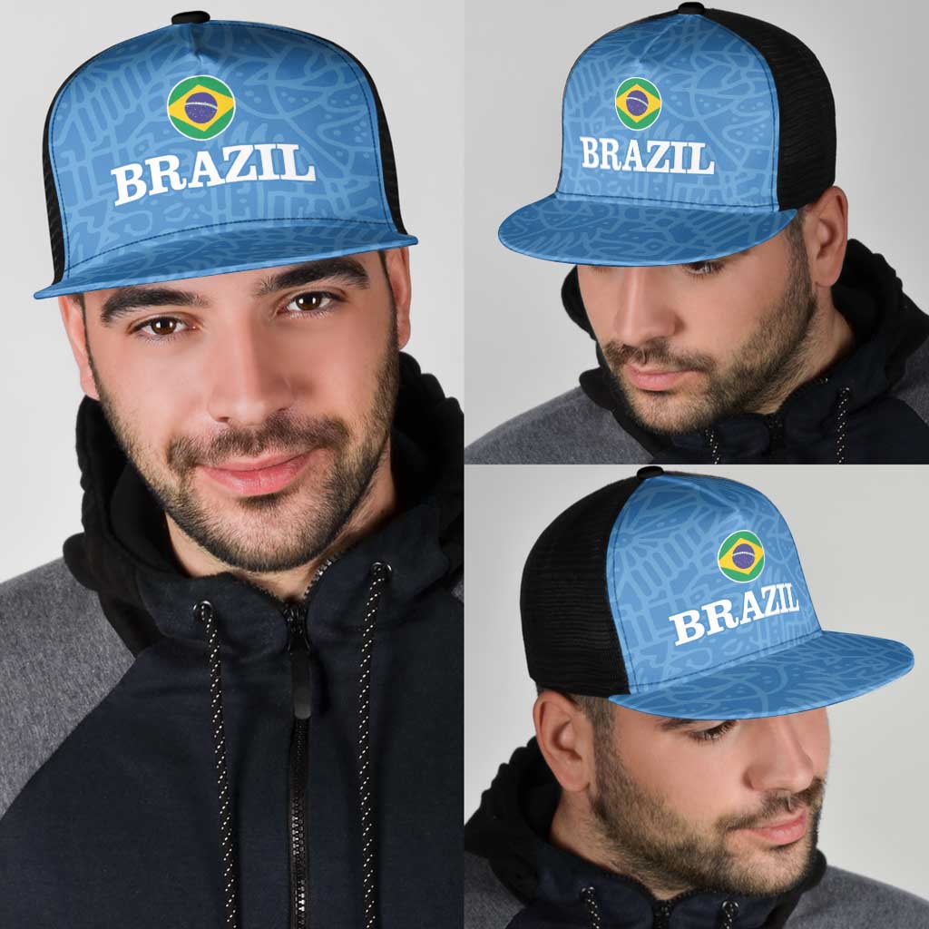 Brazil Football Mesh Trucker Cap Vamos Selecao - Blue