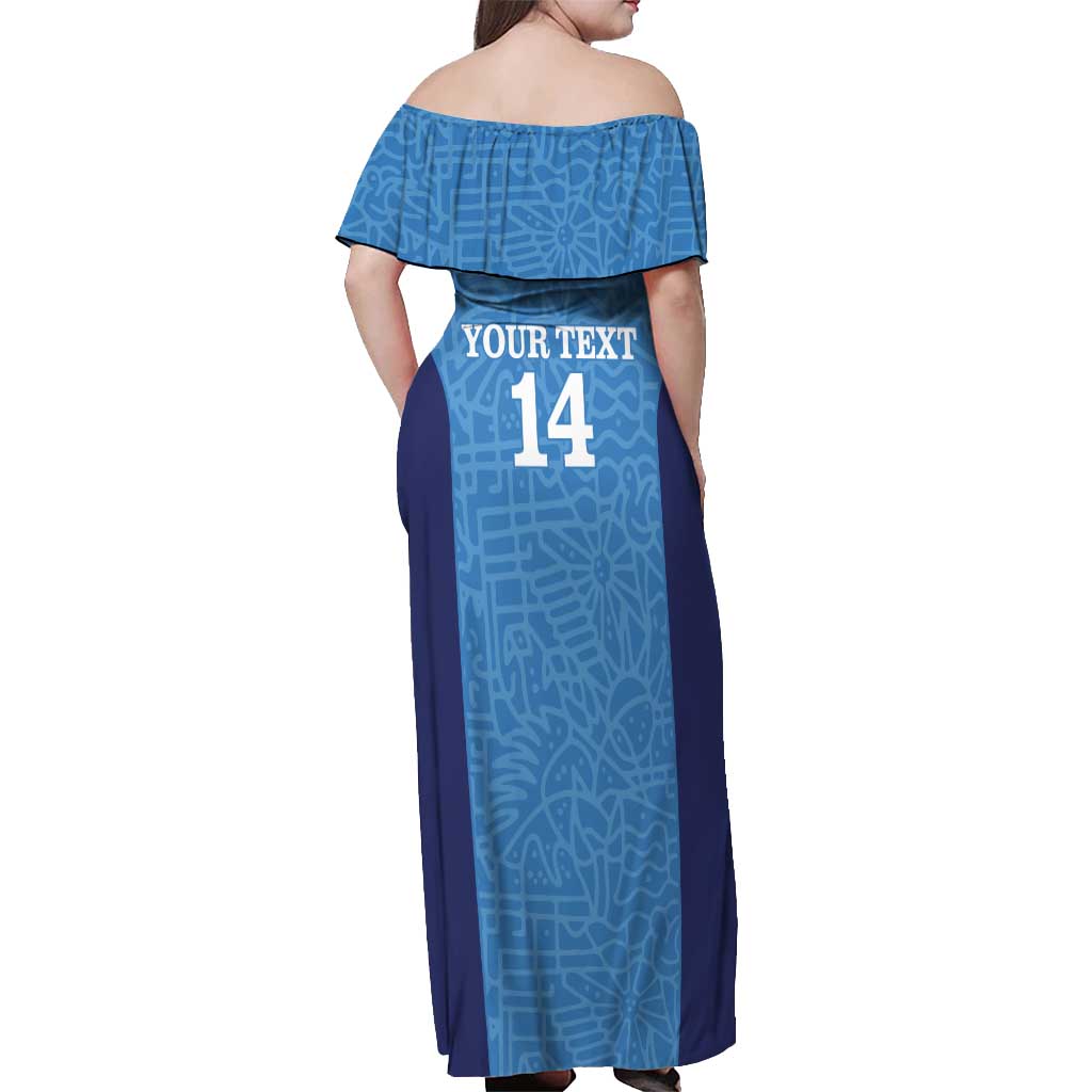 Custom Brazil Football Off Shoulder Maxi Dress Vamos Selecao - Blue - Wonder Print Shop
