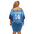 Custom Brazil Football Off Shoulder Short Dress Vamos Selecao - Blue - Wonder Print Shop