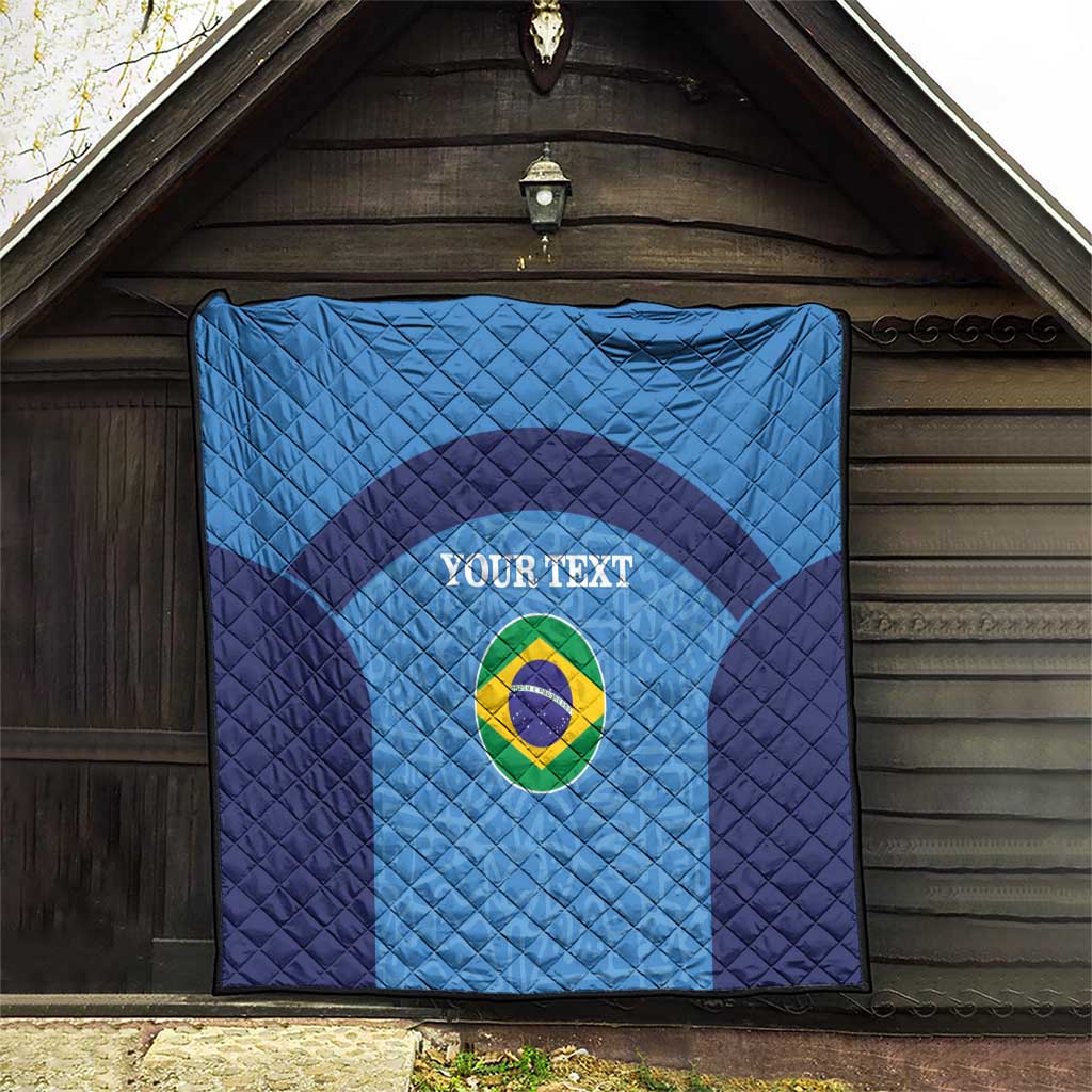 Custom Brazil Football Quilt Vamos Selecao - Blue - Wonder Print Shop