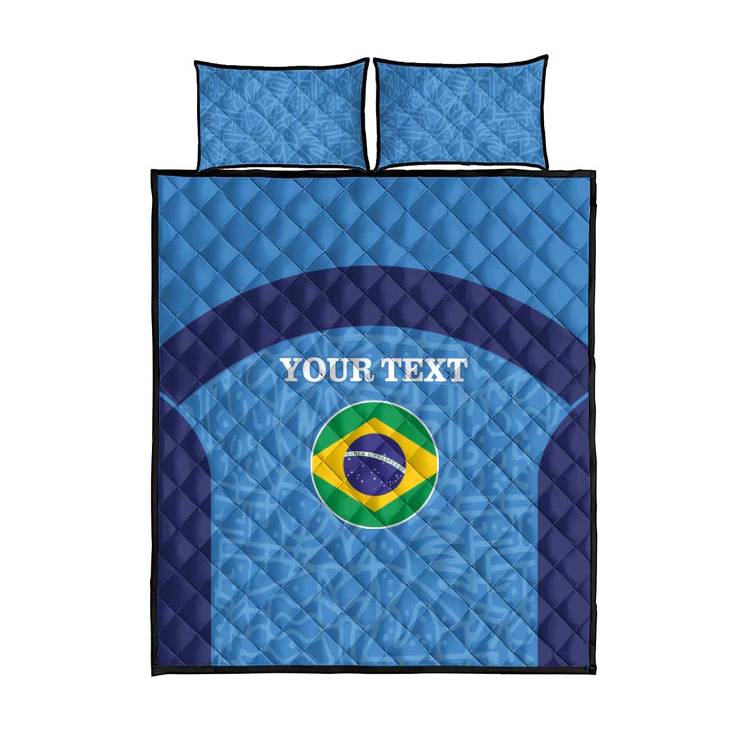 Custom Brazil Football Quilt Bed Set Vamos Selecao - Blue - Wonder Print Shop