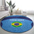 Custom Brazil Football Round Carpet Vamos Selecao - Blue