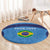 Custom Brazil Football Round Carpet Vamos Selecao - Blue