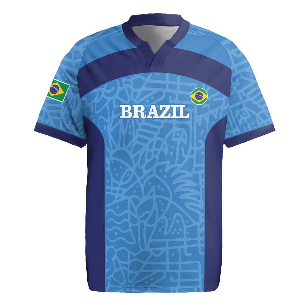 Custom Brazil Football Rugby Jersey Vamos Selecao - Blue - Wonder Print Shop