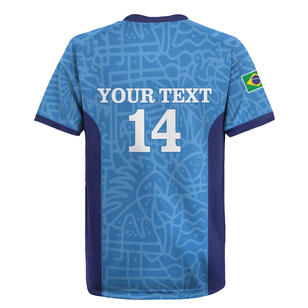 Custom Brazil Football Rugby Jersey Vamos Selecao - Blue - Wonder Print Shop