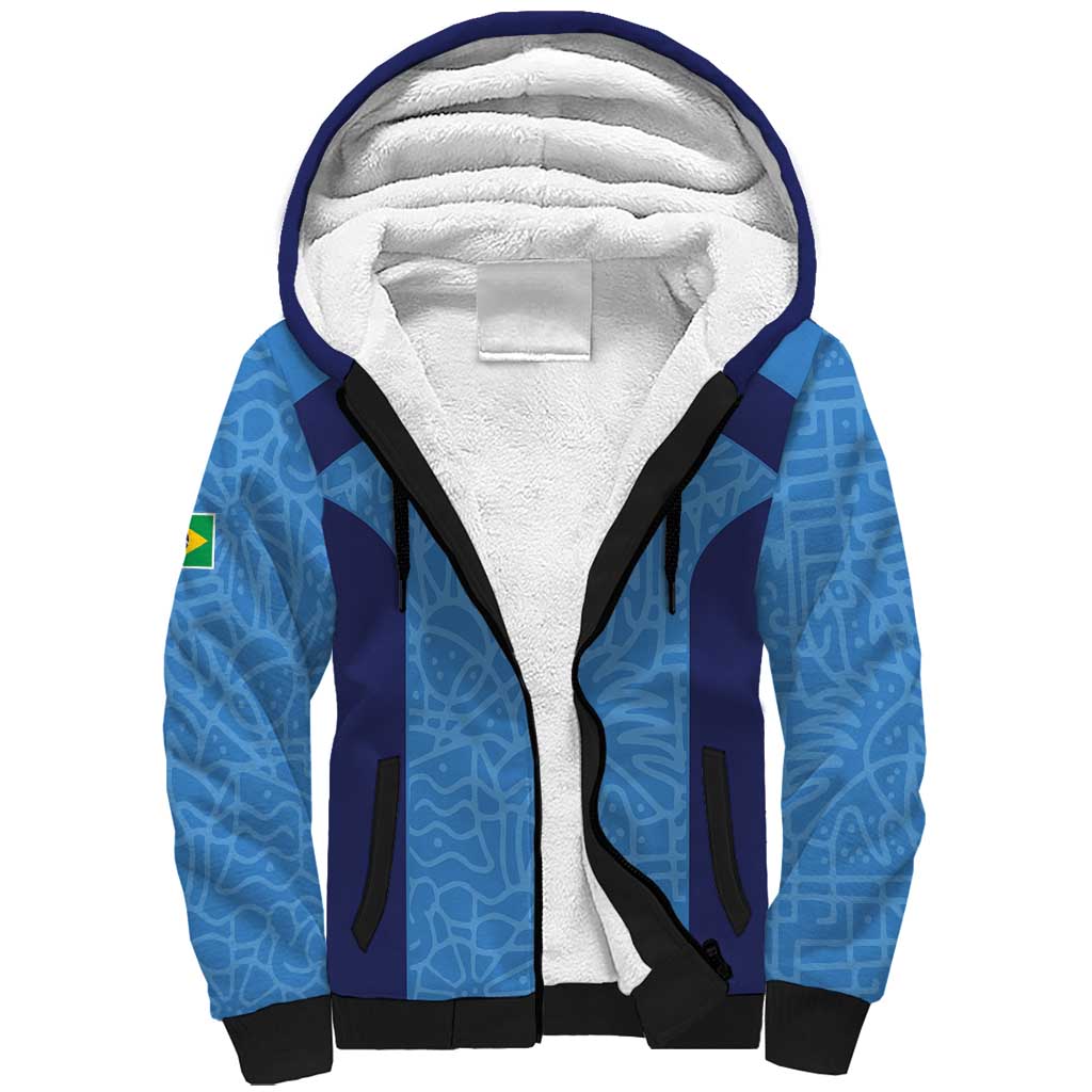 Custom Brazil Football Sherpa Hoodie Vamos Selecao - Blue - Wonder Print Shop