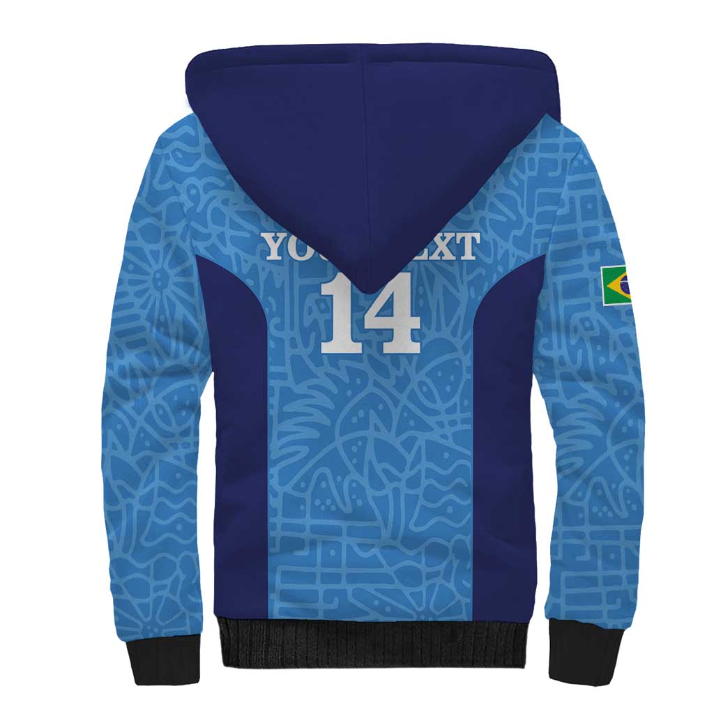 Custom Brazil Football Sherpa Hoodie Vamos Selecao - Blue - Wonder Print Shop