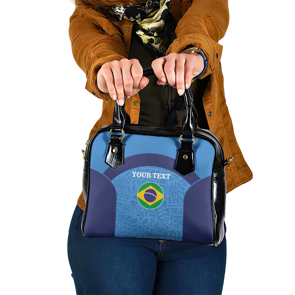 Custom Brazil Football Shoulder Handbag Vamos Selecao - Blue