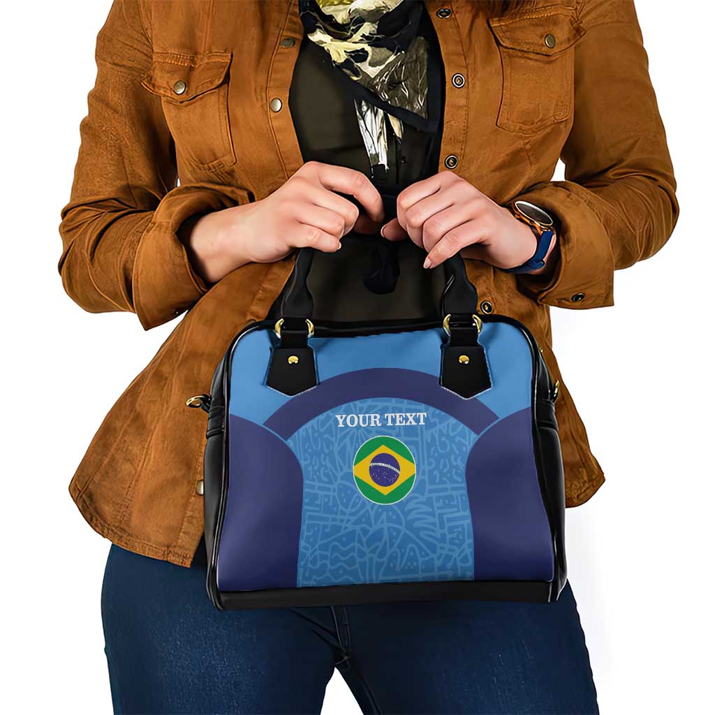 Custom Brazil Football Shoulder Handbag Vamos Selecao - Blue