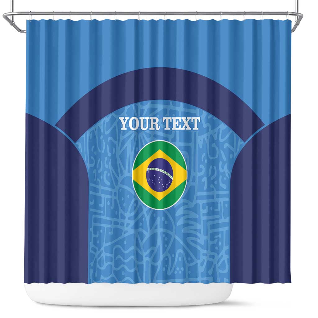 Custom Brazil Football Shower Curtain Vamos Selecao - Blue