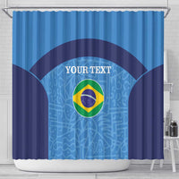 Custom Brazil Football Shower Curtain Vamos Selecao - Blue