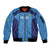 Custom Brazil Football Sleeve Zip Bomber Jacket Vamos Selecao - Blue - Wonder Print Shop