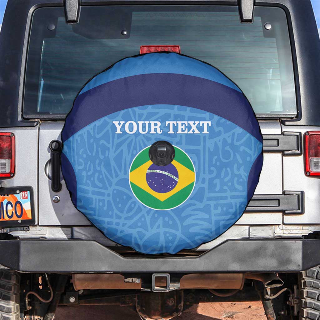 Custom Brazil Football Spare Tire Cover Vamos Selecao - Blue - Wonder Print Shop